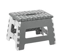 Baroni Home Tabouret Pliable en PVC porté 130 kg, Tabouret Léger et Résistant de Cuisine, Salle de Bain, Débarras, Jardin, Marchepied pour Enfants et Adulte Sécure, 29x22x22 cm (Taille M), Gris Clair