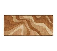 Baroni Home Tapis de Cuisine avec Fond Antidérapant, Tapis Long Facile à Laver en Fibre de Polyamide, Tapis de Salle de Bain et Couloir, Tapis Coloré Devant Evier, Beige Ondulé, 57x140 cm