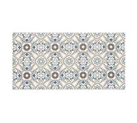 Baroni Home Tapis de Cuisine en PVC Carreaux Motif Faïence, Tapis Cuisine Antidérapant et Lavable, Faïence Avio et Marron, 60X120 cm