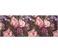 Baroni Home Tapis de Cuisine en PVC Carreaux Motif Faïence, Tapis Cuisine Antidérapant et Lavable, Fleurs Rose, 60x180 cm