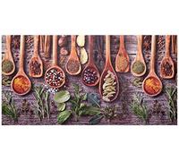 Baroni Home Tapis Long de Cuisine en PVC avec Fond Antidérapant, Tapis Cuisine Antimicrobien Facile à Laver, Tapis Passerelle pour Couloir, Cuillères 120x60 cm