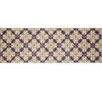 Baroni Home Tapis de Cuisine en PVC Carreaux Motif Faïence, Tapis Cuisine Antidérapant et Lavable, Maioliques Coloré Jaunes et Bleues, 60x180 cm