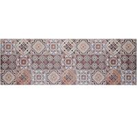 Baroni Home Tapis de Cuisine en PVC Carreaux Motif Faïence, Tapis Cuisine Antidérapant et Lavable, Maioliques Maron et Beige, 60x180 cm