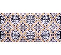 Baroni Home Tapis de Cuisine en PVC Carreaux motif Faïence, Tapis Cuisine Antidérapant et Lavable, Maioliques Blue et Jaune, 60x120 cm