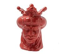 Baroni Home Tête de Moro en Porcelaine Style Sicilien, Vase Décoratif Monochrome Italien, Fleurs d'Intérieur, Ameublement, Roi Rouge, 15x15x24 cm