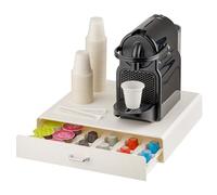 Baroni Home Tiroir Porte-Capsules de Café, Organisateur Porte-Dossets Universel pour Nespresso et Dolce Gusto, capacité de 30 capsules, Compact en Plastique Résistant, 1 Tiroir, 34X6X34 cm, Blanc