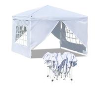 Baroni Home Tonnelle de Jardin 3 x 3 m avec 4 Panneaux latéraux avec fenêtres, Tente d'extérieur pour événements, fêtes et Utilisation Commerciale, Imperméable, Pliable, Blanc