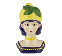 Baroni Home Vase Décoratif en Céramique Peinte à la Main, pour Intérieur et Extérieur, Idéal pour Plantes et Fleurs, Objet de Décoration Moderne et Coloré, Ligne Fruits, 11x8,5x18 cm, Citron/Grand