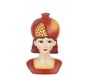 Baroni Home Vase Décoratif en Céramique Peinte à la Main, pour Intérieur et Extérieur, Idéal pour Plantes et Fleurs, Objet de Décoration Moderne et Coloré, Ligne Fruits, 9x6,7x14 cm, Grenade/Petite