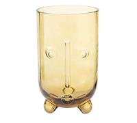 Baroni Home Vase Décoratif en Verre pour Plantes, Pots Visage Géométriques de Salon, Vase d’Intérieur de Design pour la Chambre, Vase Cadeau, Ocre, 15x15x26