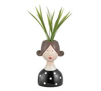 Baroni Home Vase en céramique avec motif faux motif avec visage, bidon moderne, peint à la main, vase décoratif d'intérieur et d'extérieur, écharpe, 11 x 7 x 30 cm