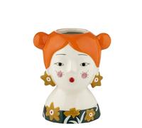 Baroni Home Vase en Céramique Peint à la Main, Vase Décoratif Moderne pour Intérieur et Extérieur, Vase pour Fleurs et Plantes, Objet Décoratif Ligne Isotta, 12x8,8x14 cm, Rouge/Petite