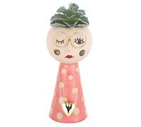 Baroni Home Vase Tête en céramique avec visage, vase avec plante artificielle incluse, motif moderne peint à la main, Figurine d'intérieur ou extérieur 13 x 12 x 30 cm - Collier en cœur
