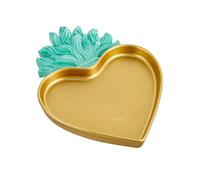 Baroni Home Vidange Sacré-Cœur Or avec Flamme Turquoise, Plateau à Bijoux en résine Or, Plateau décoratif Ancien Vote, idée Cadeau, 17 x 22 x 2 cm