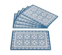 BARONI Lot de 6 Sets de Table américains en PVC coloré Arabesque Bleu 44 x 28 cm, antidérapant et Facile à Laver