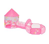 Baroni Toys 3 en 1 Pop Up Tente Tunnel et Piscine pour Enfants 3-7 Ans, Rose avec Licornes, Sac de Transport, Jouet Intérieur et Extérieur, Jeux