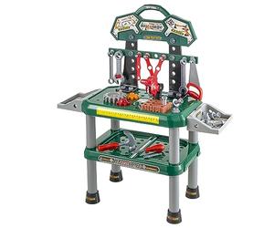 Baroni Toys Établi pour Enfants avec 74 Accessoires, Plan de Travail de Menuisier pour Enfant, Kit de Jeu de Mécanicien Multifonction, Table avec Plateforme de Jeu Enfants 3 4 5 6 7 Ans, 73x26x82 cm