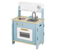 Baroni Toys Jeu Cuisine en Bois Montessori, Mini Cuisine en Bois pour Enfants, Cuisine Jouet avec Four, Jeu en Bois pour Enfants et Filles 3 4 5 6 7 Ans, 47,5x28x70 cm