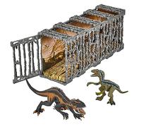 Baroni Toys Jeu de Cage à Dinosaures pour Enfants avec Deux Dinosaures Inclus, Un Arrière-Plan de Combat et Une Cage Pliable, Velociraptor et Indoraptor, pour Les Enfants 3 4 5 6 7 Ans, 41x12x18 cm