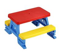 Baroni Toys Table de pique-nique pour enfants avec bancs d'annesse, espace de jeux coloré pour petits explorateurs, convient pour l'intérieur et l'extérieur, 43 x 77 x 71 cm, 1 à 6 ans, rouge, jaune