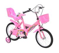 Baroni Toys Vélo pour filles 12 & 14 & 16 Pouces avec Licorne avec Porte Poupée et Roulettes Inclus, Vélo en Acier avec Panier pour Fille de 2 à 7 ans (14")