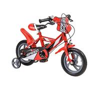 Baroni Toys Vélo rouge pour enfant avec roues à crampons, sonnette, écusson décoratif et petites roues incluses, vélo de sport pour enfants en acier, vélo pour enfants de 4 à 7 ans, taille 12"
