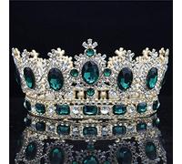 Baroque Big Tiara Crown Rhingestone cristal grand diadème de mariée de mariée bijoux bijoux et couronnes ornements de coiffure (couleur: bleu argenté, taille: couronne)