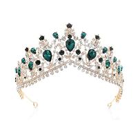 Baroque Bridal Headress and Crown Queen Crystal Wedding Hair Accessories Round Crown Prom Party Party Bridal Hair Accessoires (Golden Sapphire Blue Crown)