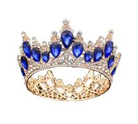 Baroque Crystal Crown Bridal Queen Tiara Diadem Prom Party Party Hair Jewelry Tiaras and Crowns Bandband Head Ornements (Gold Blue Crown)