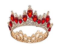 Baroque Crystal Crown Bridal Queen Tiara Diadem Prom Party Party Hair Jewelry Tiaras and Crowns Band Band Head Ornements (Gold Red Crown)