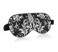 Baroque Damask Seamless On Black Eye Masks Cover Blocks Light Sleep Mask Shade Cover Blindfold Relaxing Eyeshade Cover avec serre-tête réglable pour hommes femmes enfants