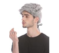 Baroque Homme Perruque Noble Lord Richter Poète Mat Gris Bouclé Long Tresse