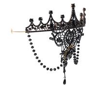 Baroque Metal Queen Crown Head Chain Bijoux Bandeau Crystal Bohemian Heading front-front Wedding Heart pour la fête de mariage Bande Black Bandbands