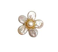 Baroque perle fleur broche-or-AccentuéFemme Or Baroque Perle Bracelet-Délicat Boho Chic Chaîne Bracelet avec Irrégulière Perle, Uniq à la main Floral Pin, bijoux de déclaration Vintage pour les femmes