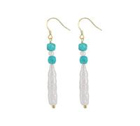 Baroque Perle Turquoise Argent Sterling Boucles D'oreilles Fileté Cure-Dent D'eau Douce Perle Pendentif À La Mode et Minimaliste Boucles D'oreilles 925 Bijoux En Argent