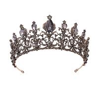 Baroque Vintage Black Crystal Rinaistone Couronnes Bride Queen Princess Wedding Hair Accessoires Elegant Tiara Diadem Women Jewelry Suit (Couleur: 7)