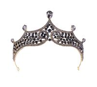 Baroque Vintage Black Crystal Rinaste Couronnes Bride Queen Princess Wedding Hair Accessoires Elegant Tiara Diadem Women Jewelry Suit (Couleur: 1)