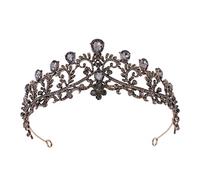 Baroque Vintage Black Crystal Rinestone Couronnes Bride Queen Princess Wedding Hair Accessoires Elegant Tiara Diadem Women Jewelry Suit (Couleur: 12)