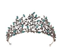 Baroque vintage noir or argent couleur couronne rouge vert bleu cristal ramine la princesse reine diadèmes accessoires de cheveux de mariage (couleur: noir vert)