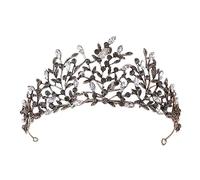 Baroque vintage noir or argent couleur couronne rouge vert bleu cristal ramionnage princesse queen diadèmes accessoires de cheveux de mariage (couleur: noir)