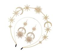 Baroques Hexagram Soleil Lune Pince à Cheveux Boucles d ' oreilles Ensemble de Bijoux Texture en Alliage Convient Looks de Mode Assortis Double Couche Étoile Lune Coiffe