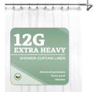 Barossa Design Doublure de Rideau de Douche épaisse Robuste en Plastique Souple imperméable avec œillets et 3 aimants, Transparent, 183 x 183 cm