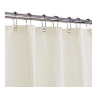 Barossa Design Extra Long Fabric Waffle Weave Shower Curtain 84 inch Height, Hotel Luxury Spa, Water Repellent, 230gsm Heavy Duty, Machine Washable, Cream Pique Pattern, 71x84