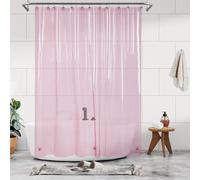 Barossa Design Long Rideau de Douche, 3 aimants et Doublure de Douche imperméable en PEVA léger pour Baignoire, sans PVC, œillets métalliques, Rose Transparent, 183 x 198 cm