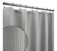 Barossa Design Long Rideau de Douche de 198,1 cm de Hauteur - Tissage gaufré nid d'abeille et mélange de Coton, Tissu Lourd Lavable - Gris lac Wanaka - 183 x 198,1 cm