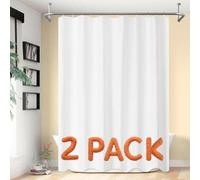 Barossa Design Lot de 2 Rideaux de Douche en Tissu, de qualité hôtelière, lavables et hydrofuges, 12 Trous de Boutons, 177,8 x 182,9 cm (l x H), Blanc