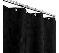 Barossa Design Rideau de Douche à Tissage gaufré, Tissu Lourd, Lavable et Hydrofuge, qualité hôtelière et Spa, Noir, 180,3 x 182,9 cm