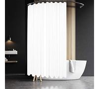 Barossa Design Rideau de Douche Extra Large et Extra Long à Tissage gaufré, en Tissu Lourd de 230 g/m², ne s’envole Pas, Hydrofuge, Lavable, qualité Spa, Blanc, 18 Trous, 274 x 213,4 cm