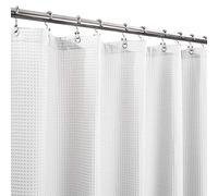 Barossa Design Rideau de Douche Extra-Long de 203,2 cm de Hauteur - Tissage gaufré nid d'abeille et mélange de Coton, Tissu Lourd, Lavable - Blanc - 183 x 203,2 cm