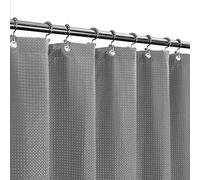 BAROSSA Design XLong Rideau de Douche en Tissu gaufré de 243,8 cm de Hauteur, Spa de Luxe hôtelier, imperméable, 230 g/m², Lavable en Machine, Gris, 180 x 243,8 cm